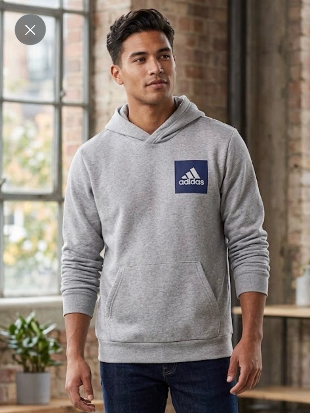 Adidas Men’s Gray Hoodie Size Large Ptp 24” kangaroo pocket reg fit A0139